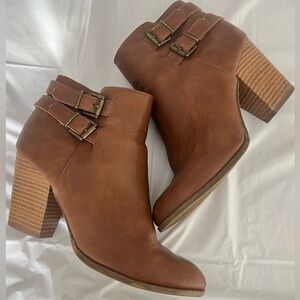 Lux Double Buckle Brown Ankle Booties